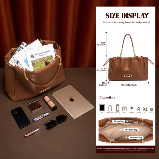 Fashion Classic Luxury Design Women's New Shoulder Bag Commuter Large Capacity Drawstring Design Bag