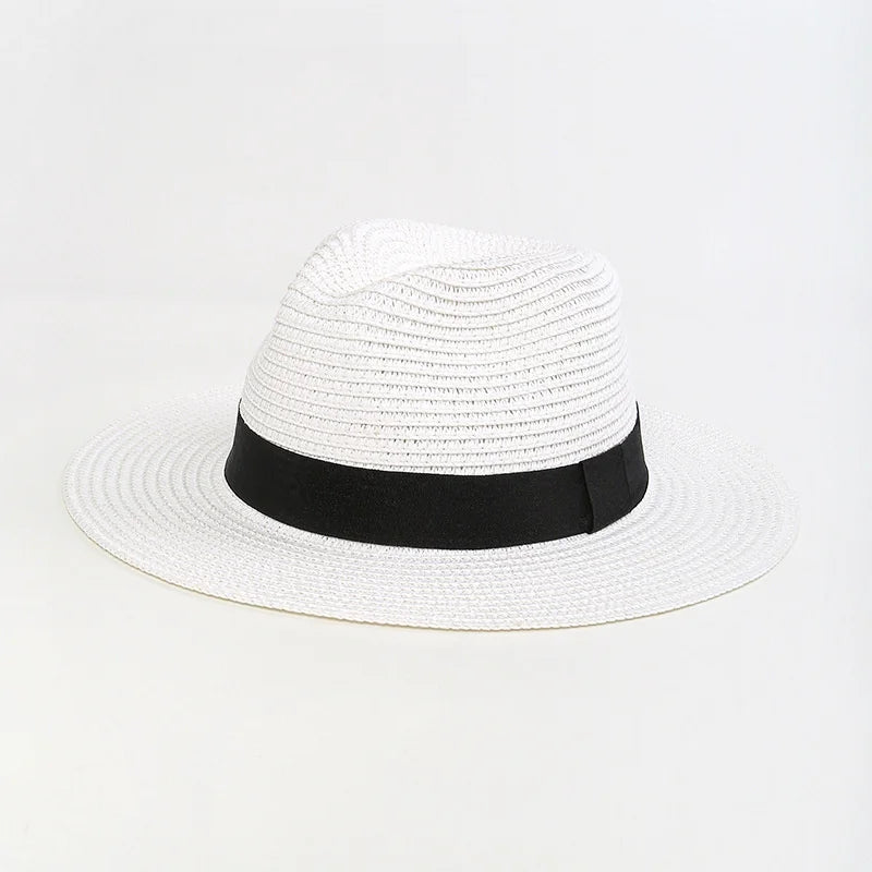 Large Size 56-60cm New Natural Panama Straw Hat Summer fashion Men Women Wide Brim Beach UV Protection Fedora Bohemia Sun Hat