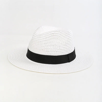 Large Size 56-60cm New Natural Panama Straw Hat Summer fashion Men Women Wide Brim Beach UV Protection Fedora Bohemia Sun Hat