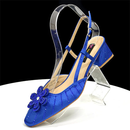 2026 Elegant Gold Color Women's Heels Handbag Set Rhinestone Embellished Designer Shoes for Weddings Special Events