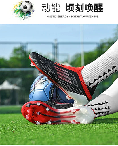 2712 Without-Lace Mens Soccer Shoes F50 SLIP-ON Non-Slip Turf Soccer Cleats Boys TF/FG Training Football Boots Chuteira Campo