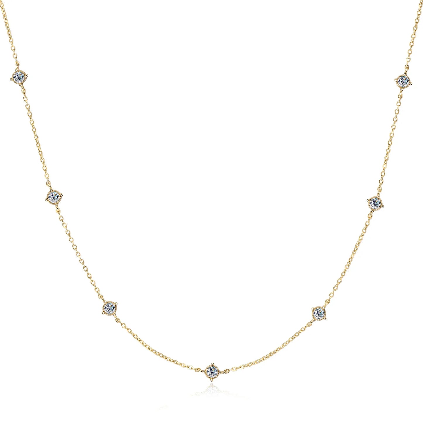 3mm Moissanite Diamond Necklaces for Women Dainty 18k Gold Plated/925 Sterling Silver Neck Chain Female Trendy Jewelry