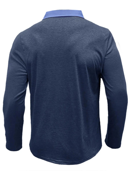 Plus Size Men's Long-Sleeve Polo Shirt Casual Fashion Men's Clothing OverSize Men's T-Shirt Solid Color Pullover Top