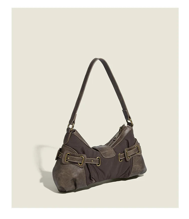 Vintage Rivet Armpit Bag Small PU Leather Shoulder Bags for Women Handbag Female Luxury Design Ladies Hand Bags Bolsa