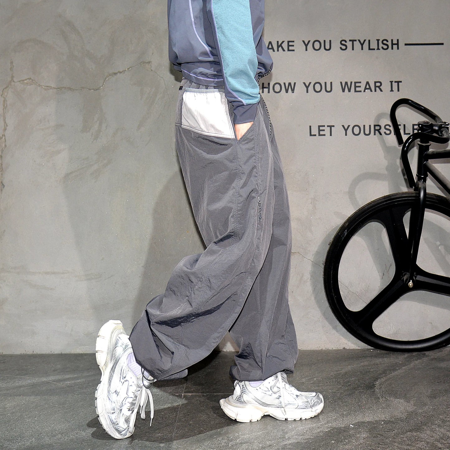 Mens Jogger Pants Outdoor Lightweight Water Repellent Quick Dry Functional Hiking Loose Baggy Trendy Cuffed Sweatpants Fashion