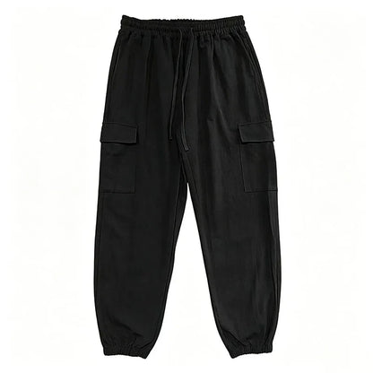 Men's Cotton Linen Blend Cargo Jogger Pants Elastic Waist Drawstring Multi Pockets Casual Breathable Streetwear Trousers for Men