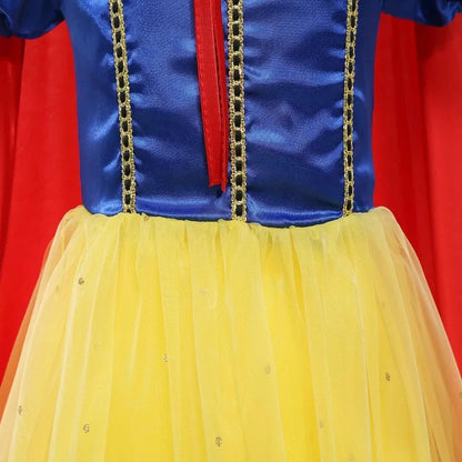 2025 Girls Disney Princess Dress Snow White With Cape Kids Cosplay Halloween Birthday Costumes Children Party Dress 10Y Clothes