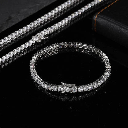 925 Sterling Silver Double Lock Moissanite Tennis Necklace D VVS1 Diamond with GRA Certificates Neck Chain Fine Jewelry