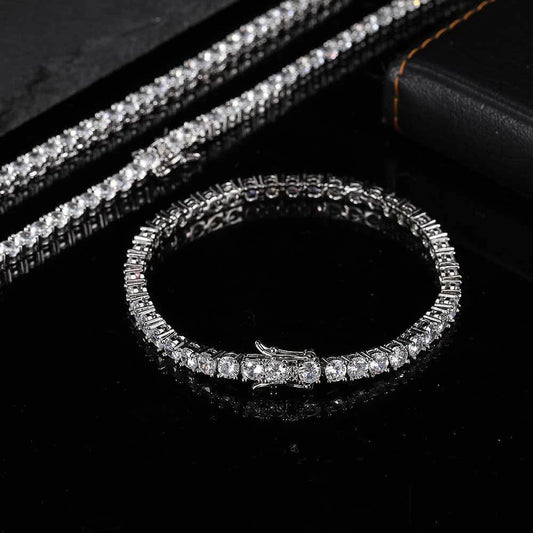 925 Sterling Silver Double Lock Moissanite Tennis Necklace D VVS1 Diamond with GRA Certificates Neck Chain Fine Jewelry