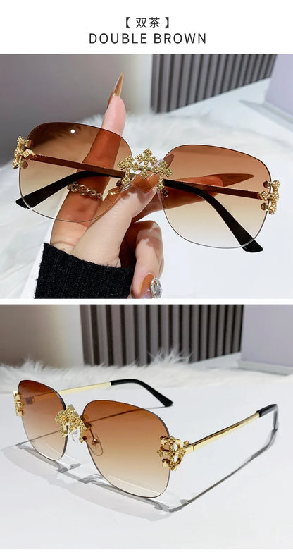 2025 New Frameless Sunglasses Women Men High-end Fashion Sunscreen Ladies Square Sun Glasses Alloy Legs Gafas De Sol UV400