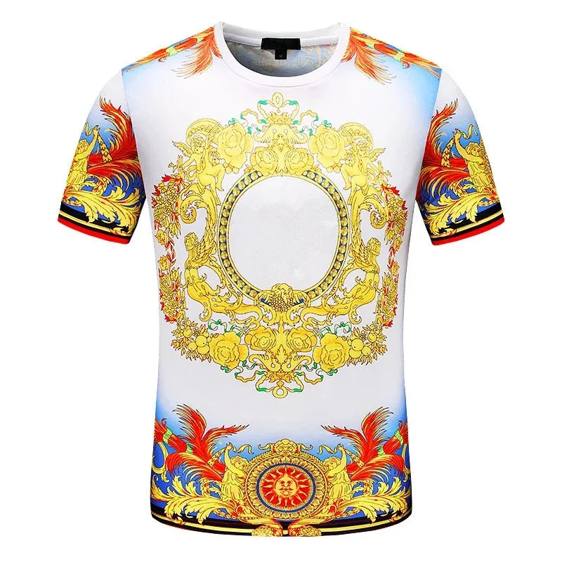 Men's And Women's Summer Casual T-shirts 3D Printed Shirts Retro Luxury Royal Flowers Street Fashion Oversized Clothing Tops