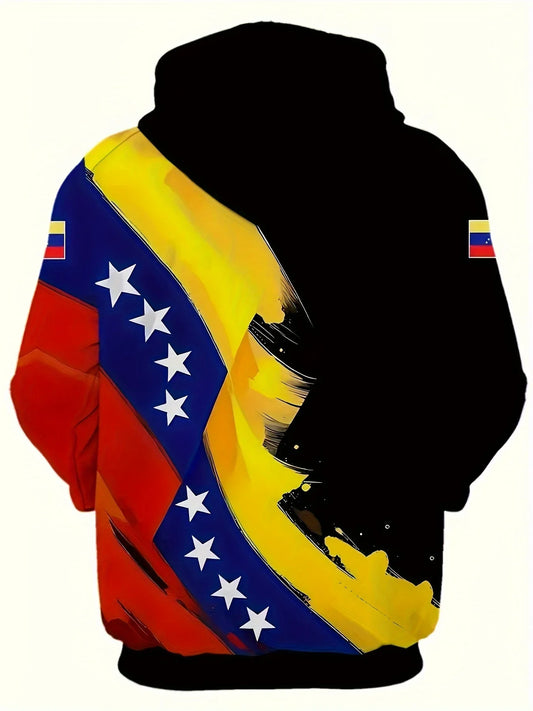 The new men's hoodie for the autumn of 2025 features a casual and fashionable 3D national flag print on the street