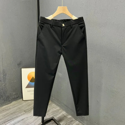 Men's Clothing Summer Fashion Business Casual All Match Suit Pants Formal Strecth Solid Straight Slim Trousers Pantalones Hombre