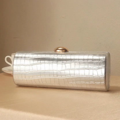Chic Pu Leather Box Bag Female Glossy Golden Elegant Clutch Ladies Wedding/birthday Party Evening Purse Hard Purse and Handbag