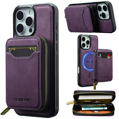 For Magsafe Magnetic Leather Phone Case for iPhone 16E 17 Air 16 15 Plus 14 13 12 11 Pro Max Wallet Card Holder Pocket Cover