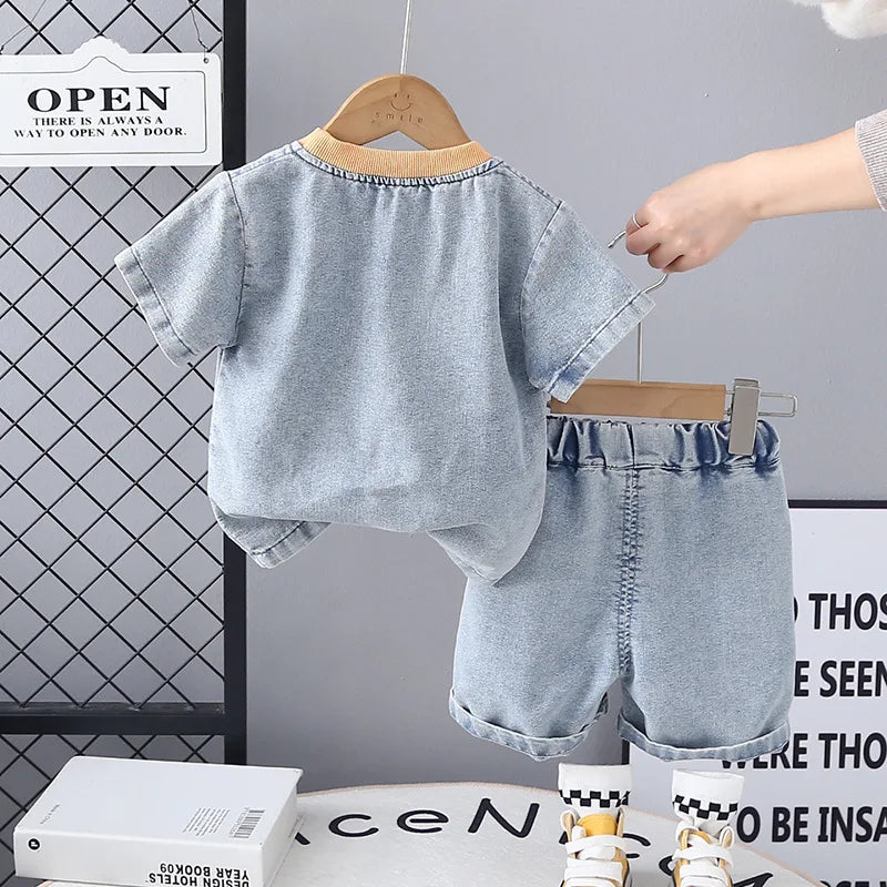 New Summer Baby Boys Clothes Suit Children Outfits Fashion Solid Shirt Shorts 2Pcs/Sets Toddler Casual Costume Kids Tracksuits