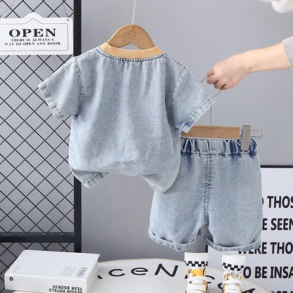 New Summer Baby Boys Clothes Suit Children Outfits Fashion Solid Shirt Shorts 2Pcs/Sets Toddler Casual Costume Kids Tracksuits