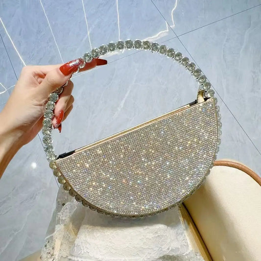 Luxury Designer Acrylic Handle Women Handbag Crystal Rhinestones Diamond Evening Bag Wedding Party Clutch Purse Shoulder Bag