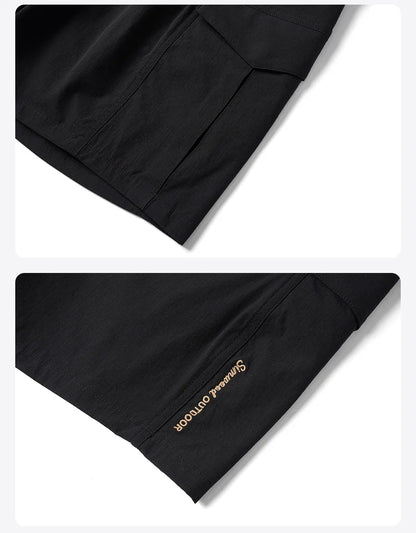 2026 Summer New Oversize 145gsm Elastic Quick Dry Fabric Shorts Men Elastic Wait Cargo Outdoor Shorts