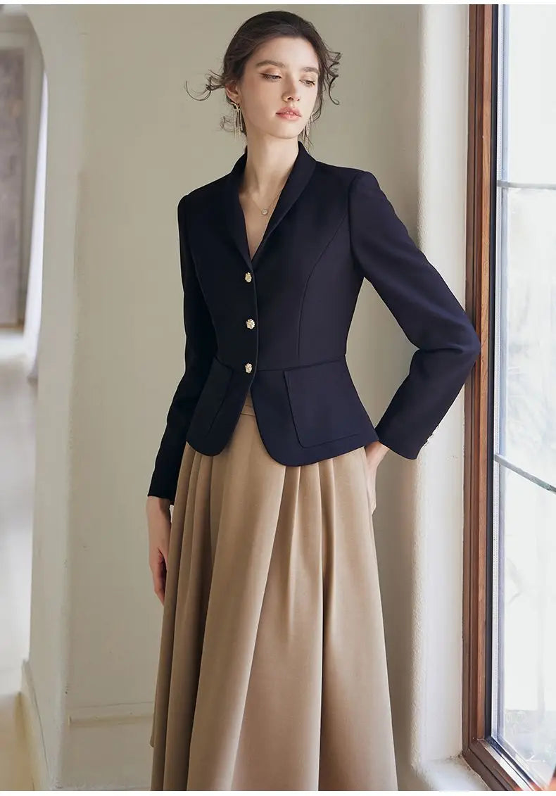 Suit coat women's 2023 spring dress new temperament professional black slim suit versatile