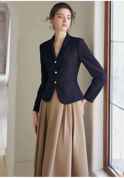 Suit coat women's 2023 spring dress new temperament professional black slim suit versatile