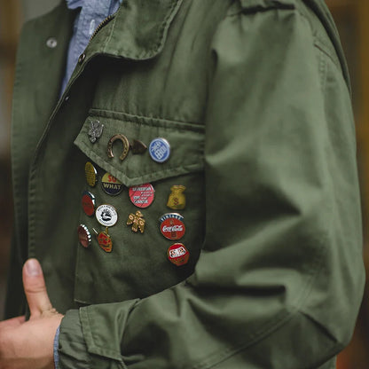 Retro M65 Jackets for Men Green Outdoor Windbreaker Vintage Casual Solid Coat Mens Clothes Multi-Pocket Jacket