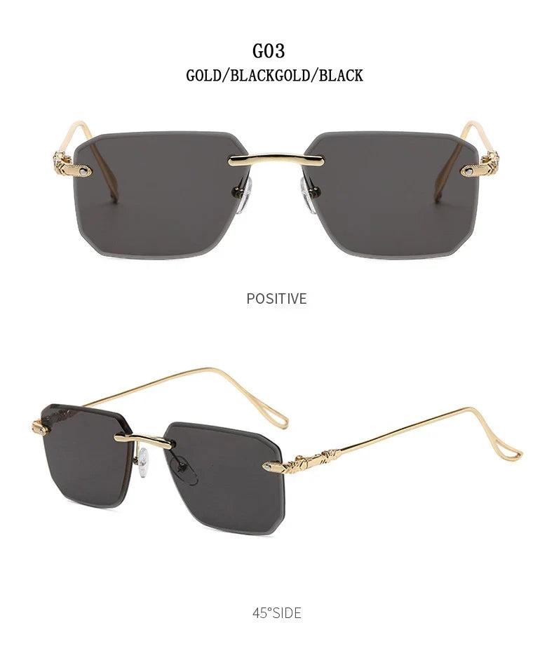 2024 Rimless Sunglasses Women Trendy  New Square Fashion Glasses Vintage Luxe Lentes De Sol Mujer Lunette Soleil Femme Okulary