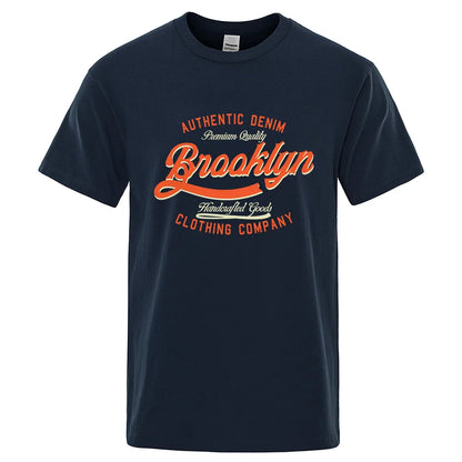 Letter, Brooklyn, New York City, Usa T Shirt Men Fashion O-Neck Tshirts Summer Cotton Tops Fashion Loose Street Hip Hop T-Shirts