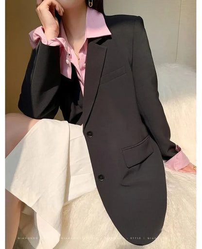 White Suit Jacket Female  2026 New Korean Version Loose Online Celebrity Casual Professional Fashion Small Suit Jacket