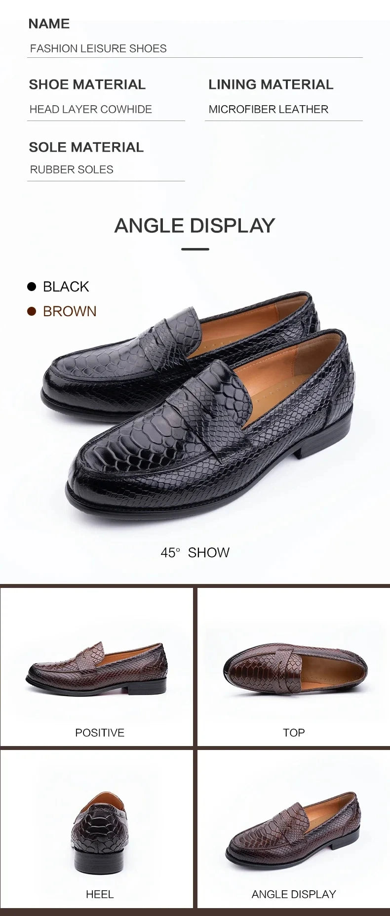 Premium Men's Snake Print Penny Loafers Handcrafted Genuine Leather Slip-On Driving Shoes Business Casual & Formal Footwear