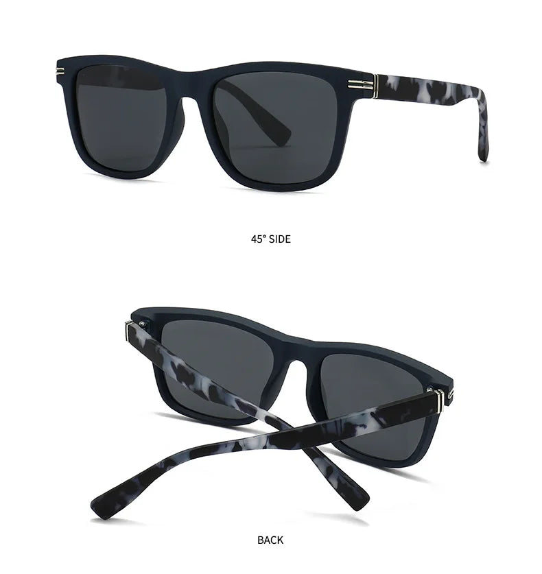 Trending Square Men Punk Rivets Sunglasses Retro Dark Green Eyewear Women Shades UV400 Polarized Sun Glasses
