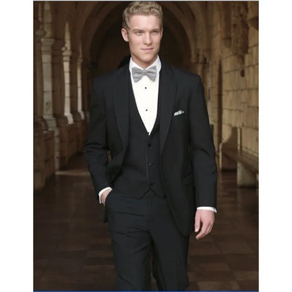 New Style Groom Tuxedo Two Buttons Groomsmen Notch Lapel Men Wedding Suits Best Man Bridegroom (Jacket+Pants+Vest)