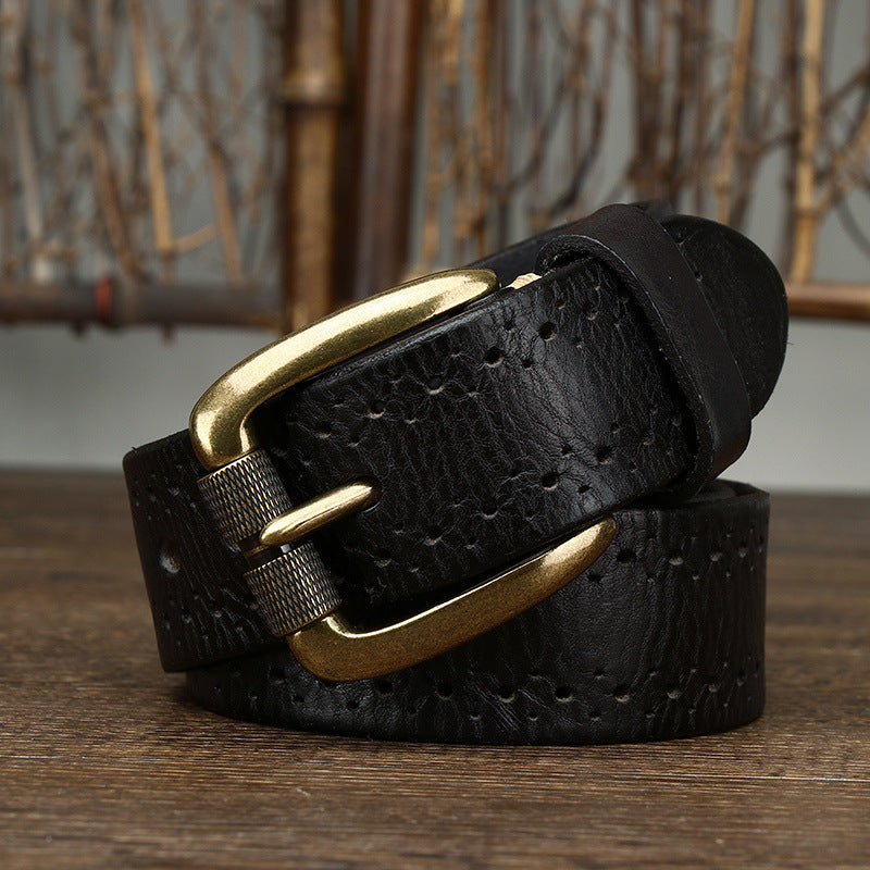 2024 Fashion Men's Belt  Genuine Leather Pure Cowhide Pin Buckle Vintage Belt for Trap Male Jeans for Man Luxury Designer