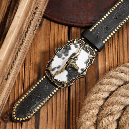 A PU Belt Suitable for Both Men and Women, Combining the Style of Western Denim and Retro, Is Perfect for Daily Casual Outings