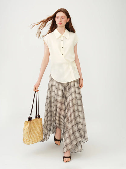 Women's French Style Linen Sleeveless Shirt 2026 Summer New Loose Casual Chill Style Beige Tops Casual Cozy