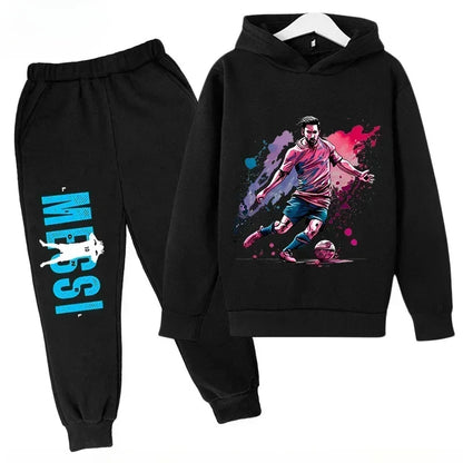 Messi Print Children's Set Sports Hoodie Pants Suit 2pcs Set Boys Girls Baby Kid Clothing Casual Fashion Autumn Winter sportsuit
