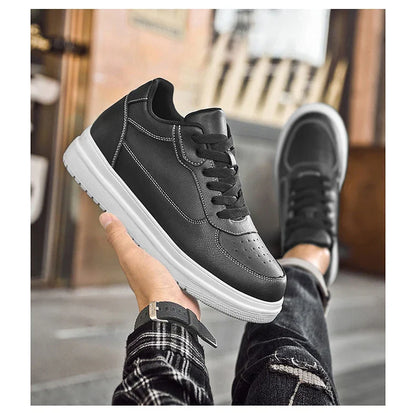 New Invisible Height-increasing Shoes for Men, 6CM-8CM-10CM Sports Shoes,White Leather Sports Shoes for Men,Enlarged Sizes 36-46