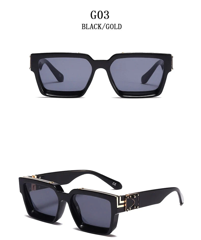 Retro Millionaire Sunglasses For Men 2024 Vintage Square Sunglasses Women Trendy Designer Fashion Glasses Gafas De Sol Hombre