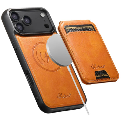 لجراب iPhone 17 Air/16E/15/14/12/13 Promax Plus اثنين في واحد، تغطية كاملة من مادة TPU مع حامل بطاقات وإدخال بطاقة مغناطيسية وجراب جلد