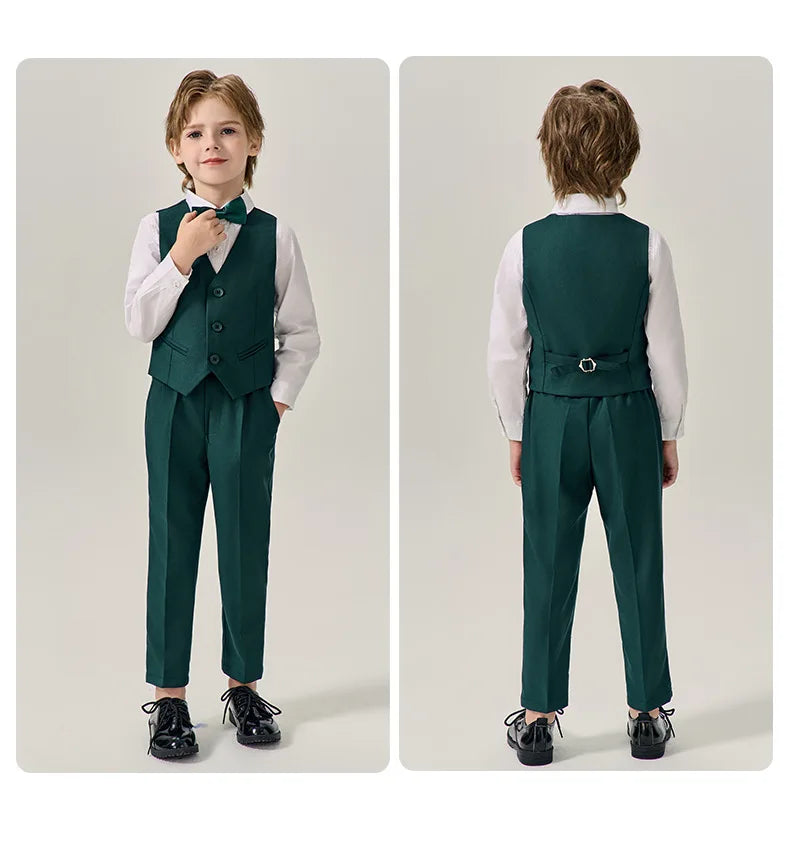 Prince Kids Purple Jakcet Vest Pants Bowtie Piano Party Dress Boys Wedding Ceremony Photograph Suit Children Performance Costume