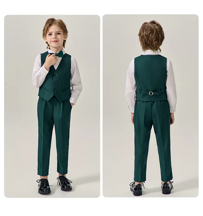 Prince Kids Purple Jakcet Vest Pants Bowtie Piano Party Dress Boys Wedding Ceremony Photograph Suit Children Performance Costume
