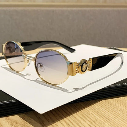 New Vintage Oval Sunglasses Metal Frame Women's Luxury Designery Sun Glasses Shades for Men Oculos UV400  Gafas De Sol Mujer