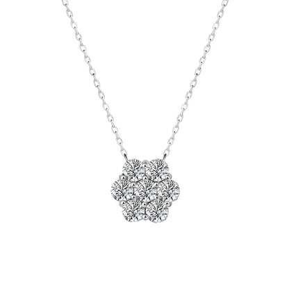 Real D Color Flower Full Moissanite Jewelry Sets for Women 925 Sterling Silver Diamond Pendant Necklace Stud Earrings Jewelry
