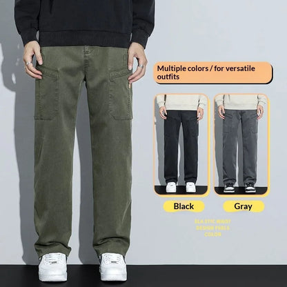 Men's Loose Straight Casual Work Pants 2025 Trendy Multi-Pocket Autumn Winter Workwear YM6106