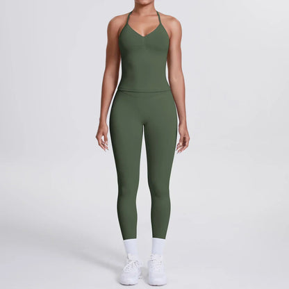 2 Piece Yoga Clothes Women Tracksuit Athletic Wear Pilates Fitness Suit Gym Workout Push Up Clothes Sports Bra Leggings Suit