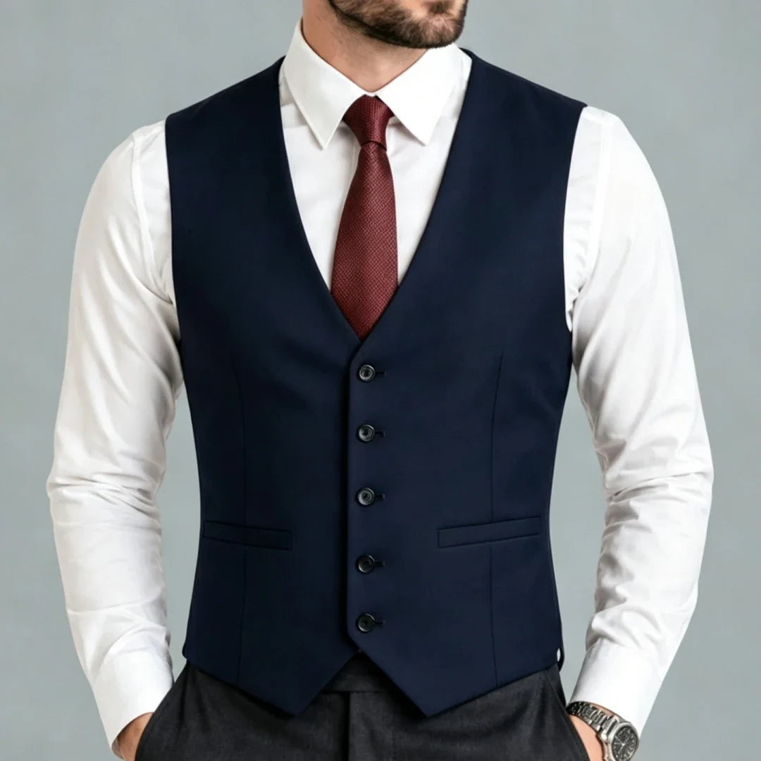Men Vest Black Solid Single Breasted V Neck Waistcoat For Wedding Groom Banquet Party Business Work Casual Daily Men Suit Vest