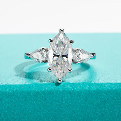 4cttw Marquise Cut D Color Moissanite Diamond Engagement 925 Sterling Silver Rings For Women Jewelry Wholesale