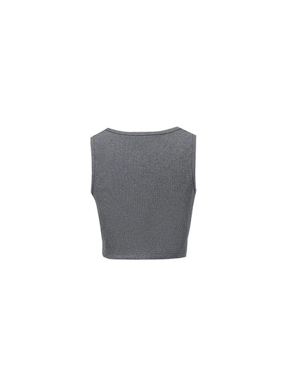 Women's Ribbed Sleeveless Top 2026 Summer U-Round Neck Short Tank Slim Fit Cropped Cotton Casual Vest For Women 12621099