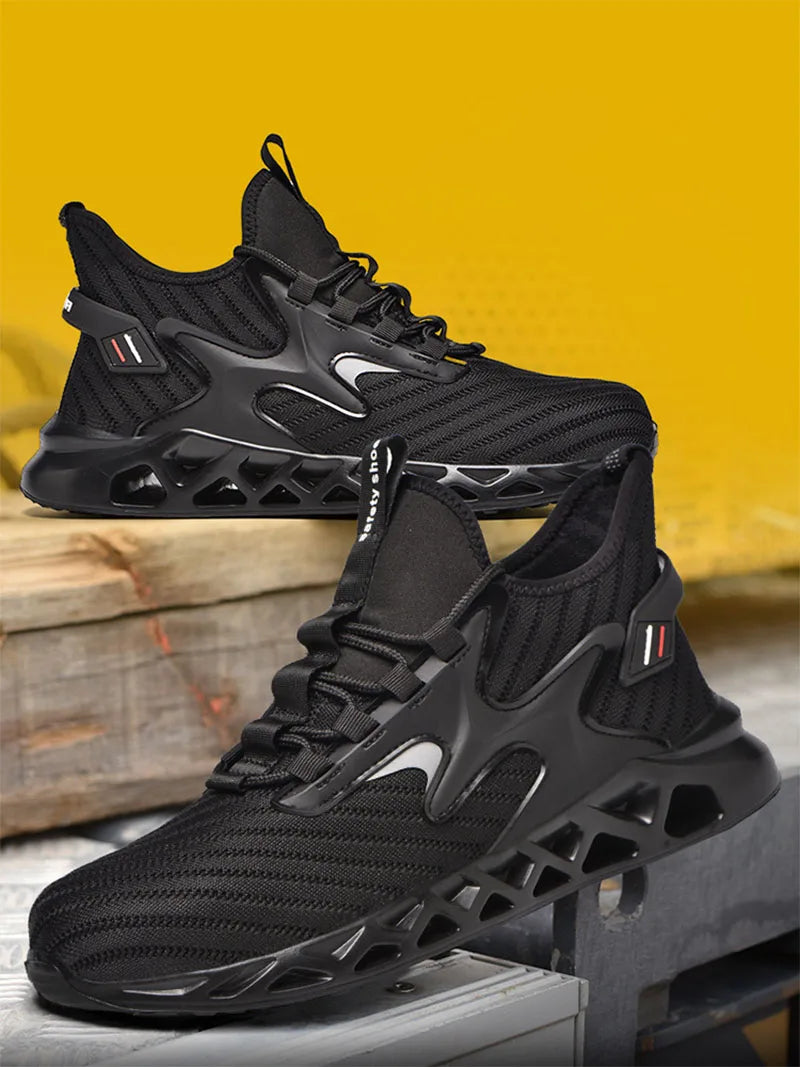 Safety Shoes for Men Women Lightweight Work Shoes Breathable Slip Resistant Construction High top Steel Toe Boots