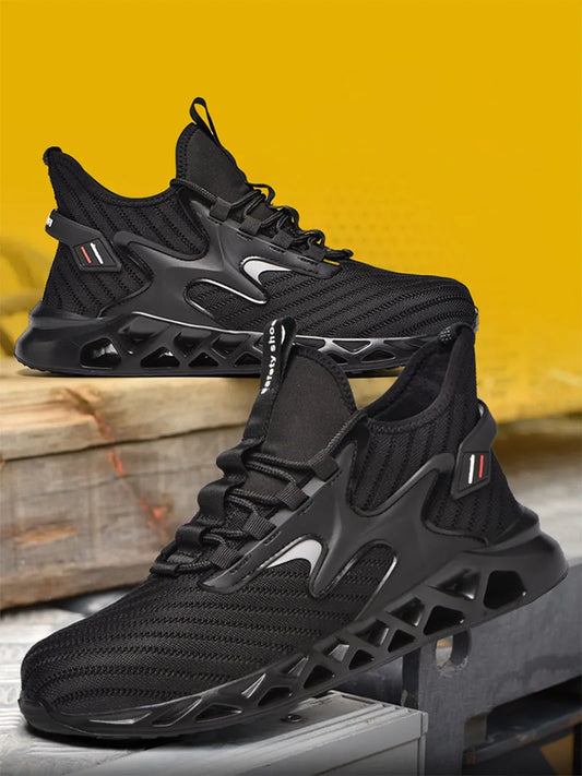 Safety Shoes for Men Women Lightweight Work Shoes Breathable Slip Resistant Construction High top Steel Toe Boots